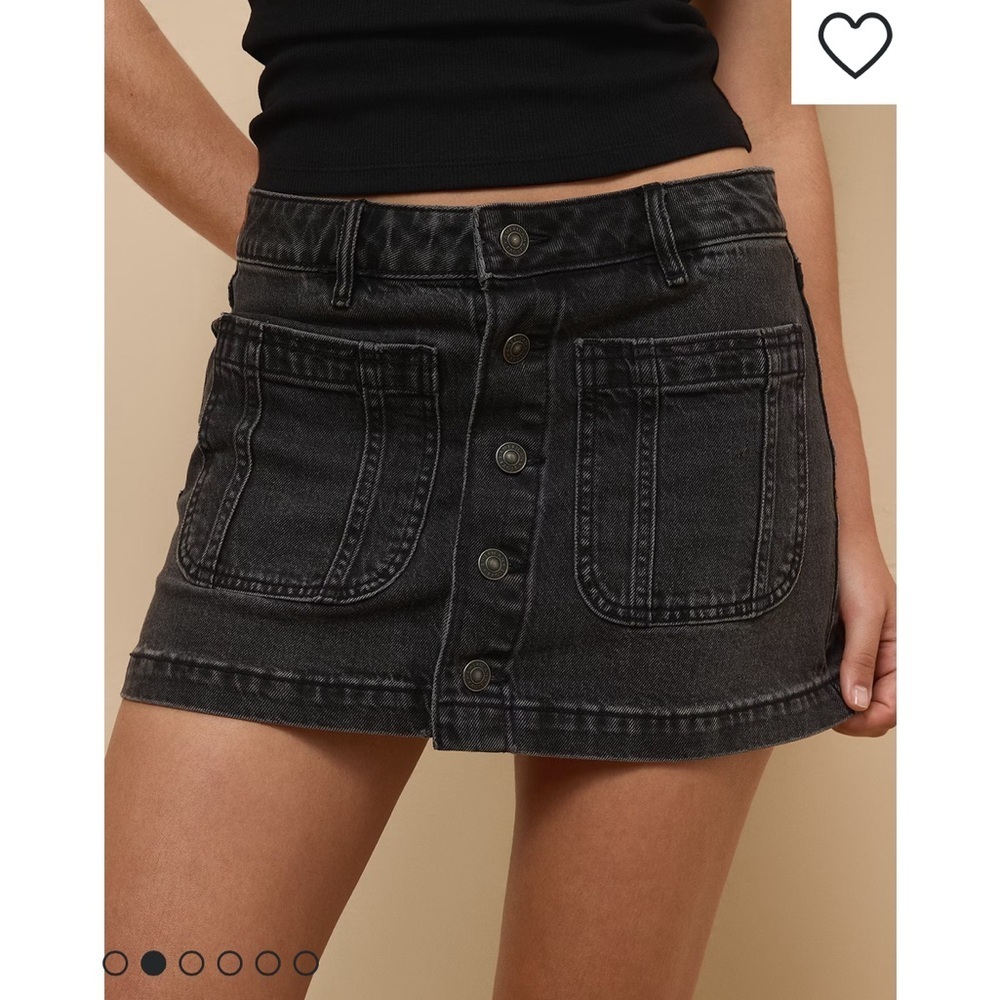 NWT AE Stretch Low-Rise A-Line Denim Cargo Mini Skirt 8 - Picture 2 of 10